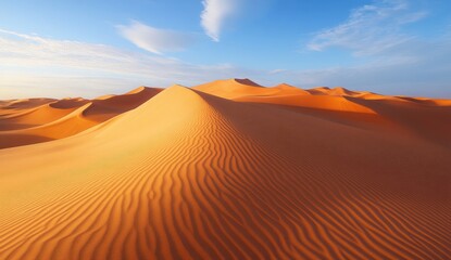 Golden Desert Dunes Under a Sunrise Sky