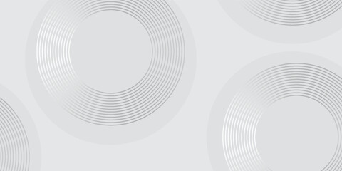 White geometric abstract background overlap layer on bright space with lines effect decoration. Modern graphic design element circles style concept for banne