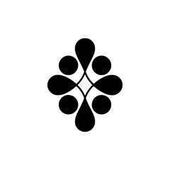 Minimalist Black & White Floral Ornament on Cream Background