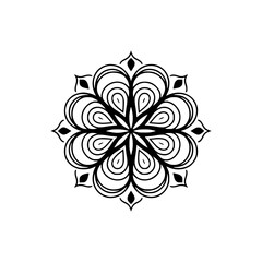 Fototapeta premium Elegant Black Mandala Design on White Background - Minimalist Vector Illustration