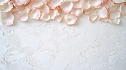 Delicate rose petals serene white background floral art romantic setting close-up view nature's beauty for decor inspiration