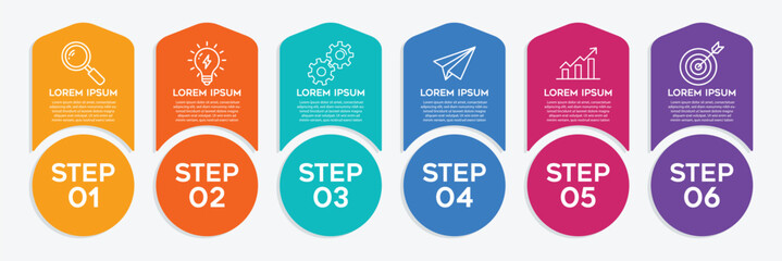 Business Infographic Visualization 6 Steps Process Template