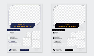 Real State Business Flyer Design, Home Selling Flyer Design, Advertising Marketing Leaflet Presentation Layout Vector Print 