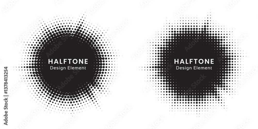 Poster pop art comic style dotted circle halftone pattern. abstract dotted circles, round halftones geometr