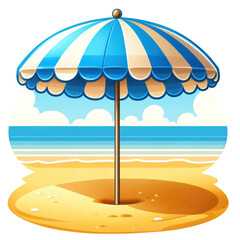 Umbrella in Summer travel beach. Flat design illustration