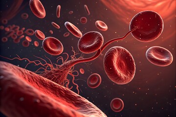 Microscopic 3D View of Red Blood Cells – Hyper-Realistic Medical Illustration in Veins & Arteries (8K Photorealistic)