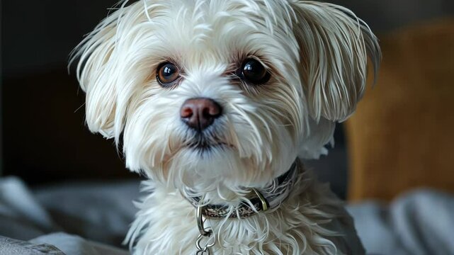 Adorable fluffy white dog portrait