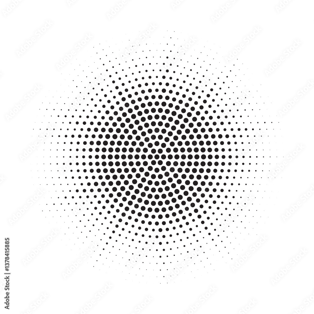 Poster Grunge effect abstract halftone circle. Circle halftone collection. Black halftone dots backgrounds. Round halftones geometric dots design element.