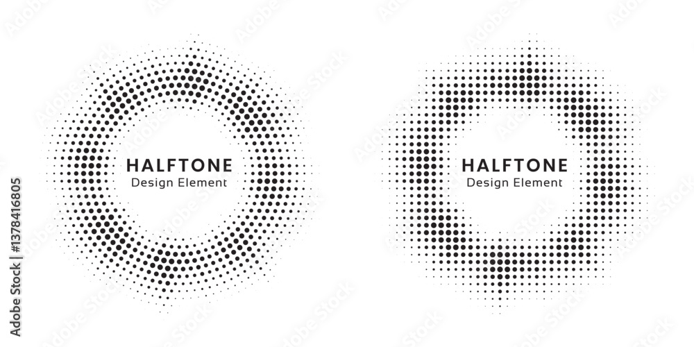 Aufkleber Halftone Background. Glowing light Halftone effect. Abstract grunge Starburst halftone dots background set. Star Flare, Shine light halftone texture. Retro background, pop art style.