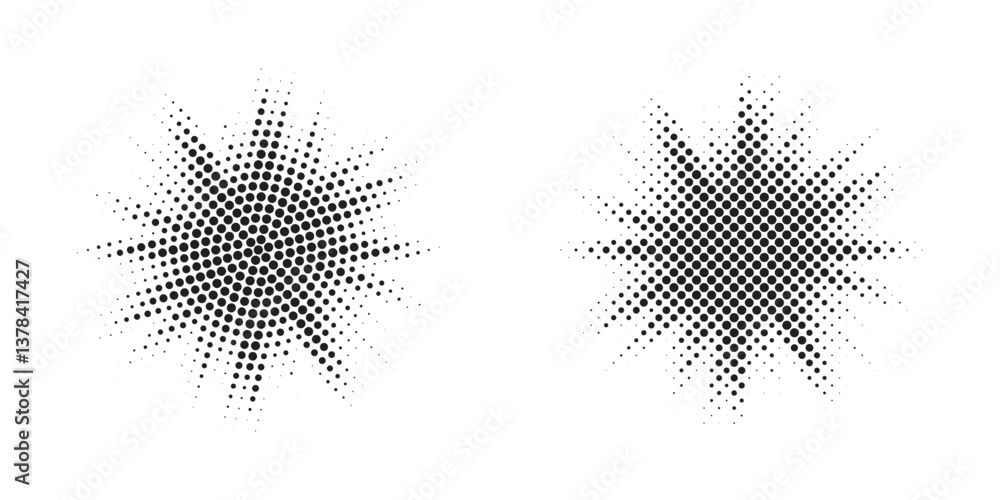 Poster pop art comic style dotted circle halftone pattern. abstract dotted circles, round halftones geometr