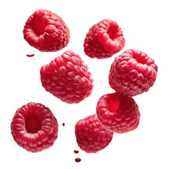 Fresh, Juicy Raspberries in Mid-Air, Perfect for Food and Beverage Packaging Design