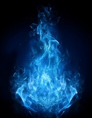 Obraz premium 黒い背景と中心で燃えている青い炎