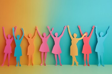 Colorful Paper People Silhouettes Celebrating Friendship1