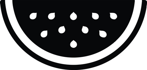 Slice of Watermelon Icon with Seeds Minimalist Design on Transparent Background
