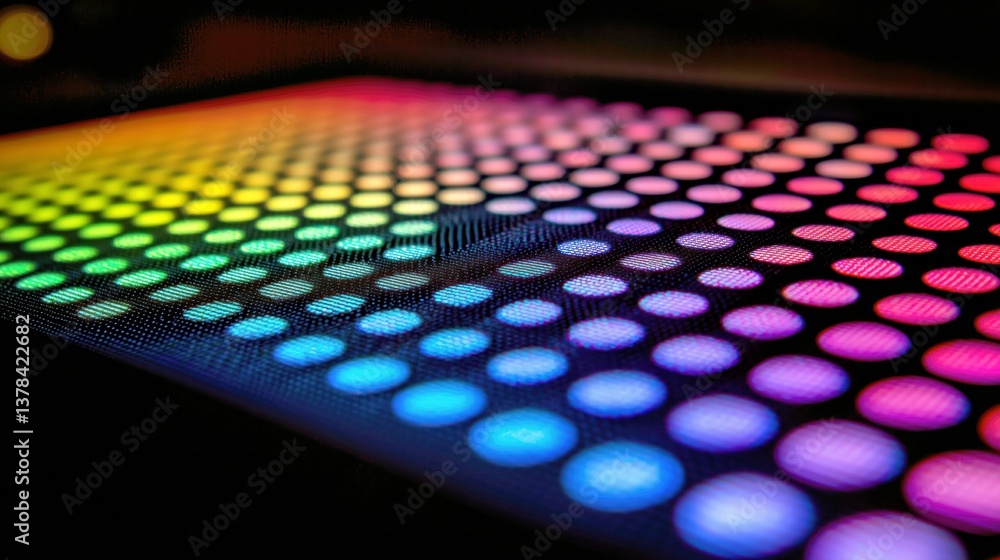 Poster colorful pattern with vibrant lights glowing in a rhythmic display in a darkened space during an eve