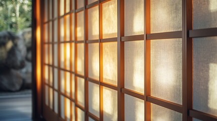 Illuminated Shoji Screen: A Tranquil Japanese Interior