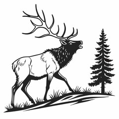 elk silhouette black vector