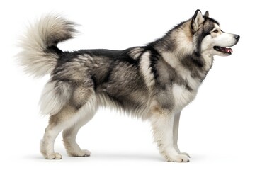 Cute white Alaskan and Siberian puppy portrait, a young canine friend