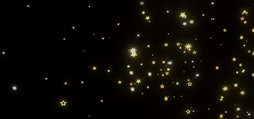 Sparkling gold stars on a black background. Perfect for holidays, celebrations, and magical designs.