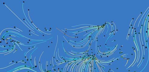 Colorful abstract background with flowing lines and dots. Perfect for tech, science, or design...