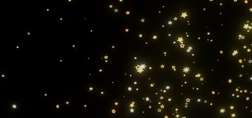 Sparkling gold stars on a black background. Perfect for holiday or celebration designs.