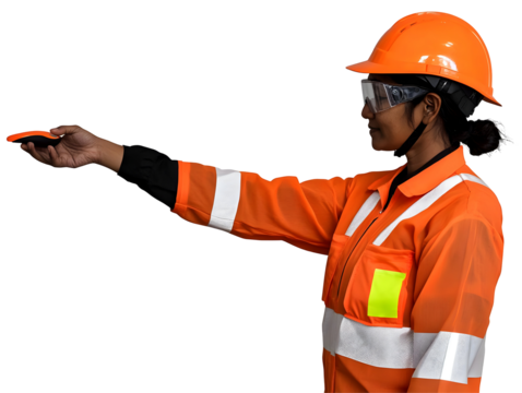 Smiling Woman Construction Worker With Protective Gear Illustration Isolated PNG
