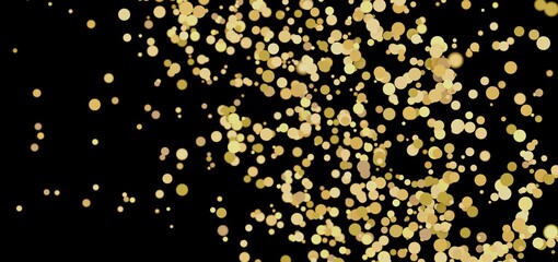 Abstract background with shimmering gold confetti on black. Perfect for celebrations!