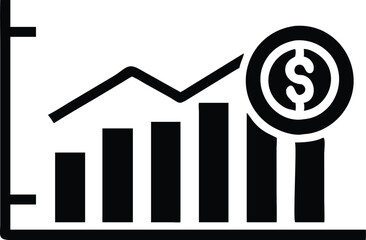 Upward Trending Graph with Dollar Sign Coin Icon on Transparent Background