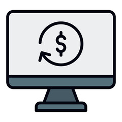 Auto Payment Setup Icon. Recurring transaction symbol. Digital finance and automated billing - stock vector. Filled Line Icon