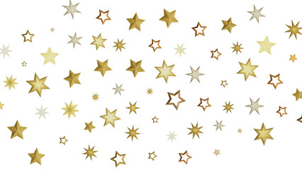 A digital illustration of golden stars on a black background, with the stars of varying sizes and with a gradient from gold to white.
