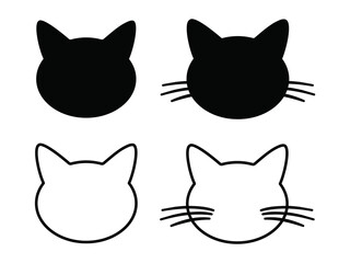 Cat Head Silhouette Variations Vector Set
