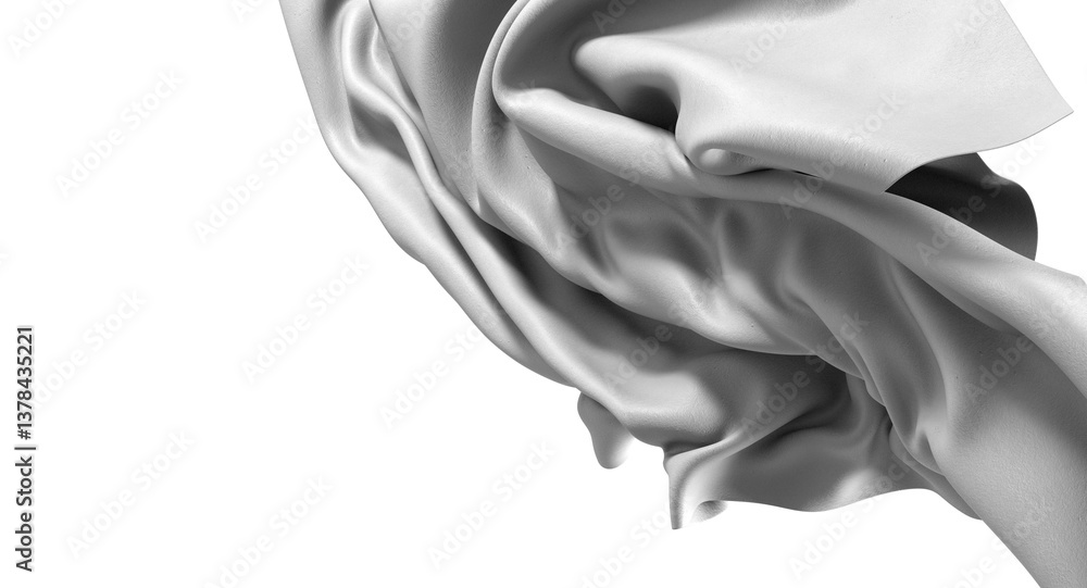 Poster a close-up of a grey fabric with a smooth texture and flowing draping.