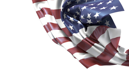 Waving American Flag on White Background