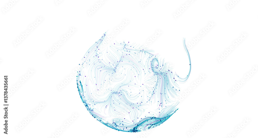 Poster abstract background image featuring a swirling blue sphere of data points. perfect for tech, science