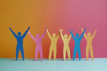 Fototapeta premium Colorful Paper People Teamwork Success34