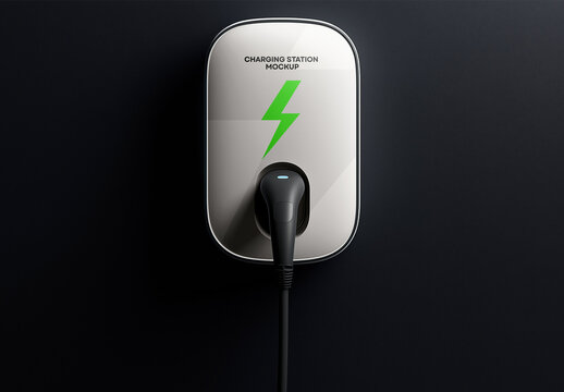 Modern Electric Vehicle Charging Station Mockup &ndash; High-Quality Realistic EV Charger Design for Branding, Advertising, and Presentation Purposes
