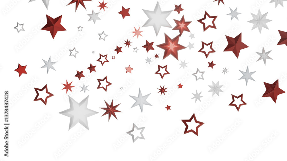 Poster abstract background with red and white stars on a black background