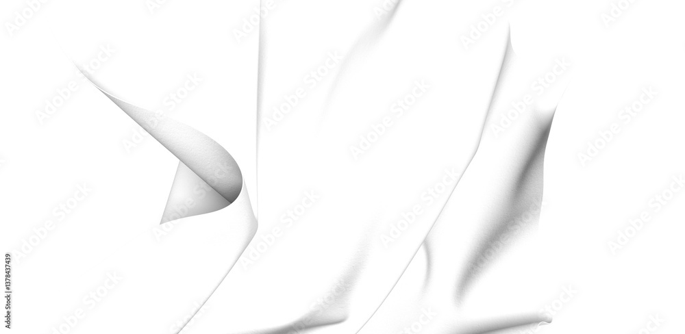 Poster a close up of a white fabric draped over a black background, creating a smooth and simple abstract c