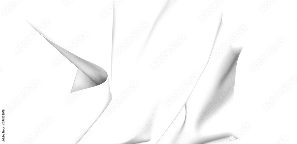 Poster a close up of a white fabric draped over a black background, creating a smooth and simple abstract c