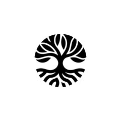 Naklejka premium Minimalist Tree of Life Logo on White Background
