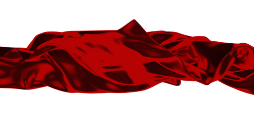 A close-up of a red silk fabric draped over a black background