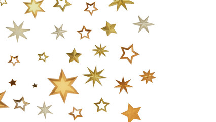 Abstract background with golden stars on a black background. The stars are arranged in a random pattern and sparkle with a golden glow.