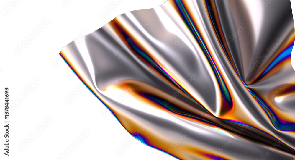 Aufkleber Shimmering iridescent fabric drapes creating a captivating abstract design