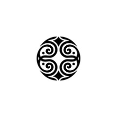 Intricate Black Celtic Knot Circle Emblem on Cream Background