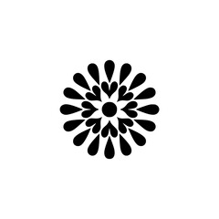 Minimalist Black and White Floral Ornament, Design Element, Abstract Art