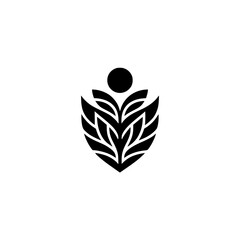 Fototapeta premium Minimalist Botanical Logo: Abstract Leaf Design on White