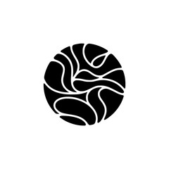 Modern Abstract Circle Logo: Black & White Organic Shape on Cream Background