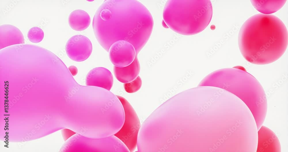 Aufkleber Abstract 3d geometric art with fluid floating liquid blobs, soap bubbles. colorful gradient 3d motion graphic.