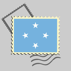 Micronesia flag postage stamp. Isolated vector illustration on grey post stamp background