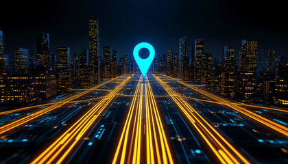 City map with blue location marker.